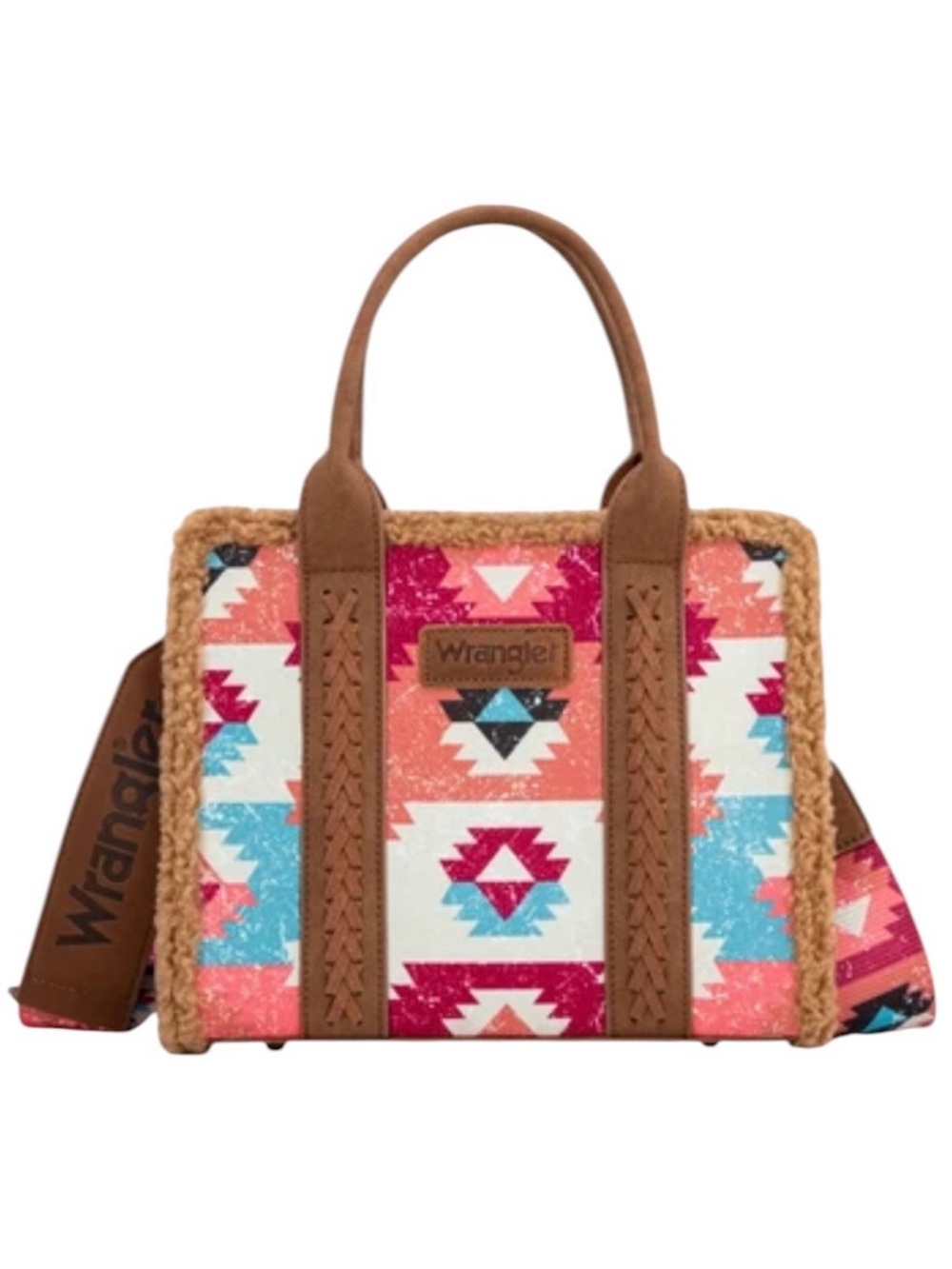 Wrangler Women's Sherpa Brown Tote Crossbody